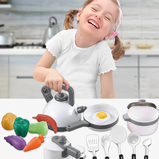 Pretend Play Kitchen Toys Wooden Montessori Kitchen Toys Pots And Pans Kitchen  Set For Kids 10 Pieces Wooden Cooking Utensils - AliExpress