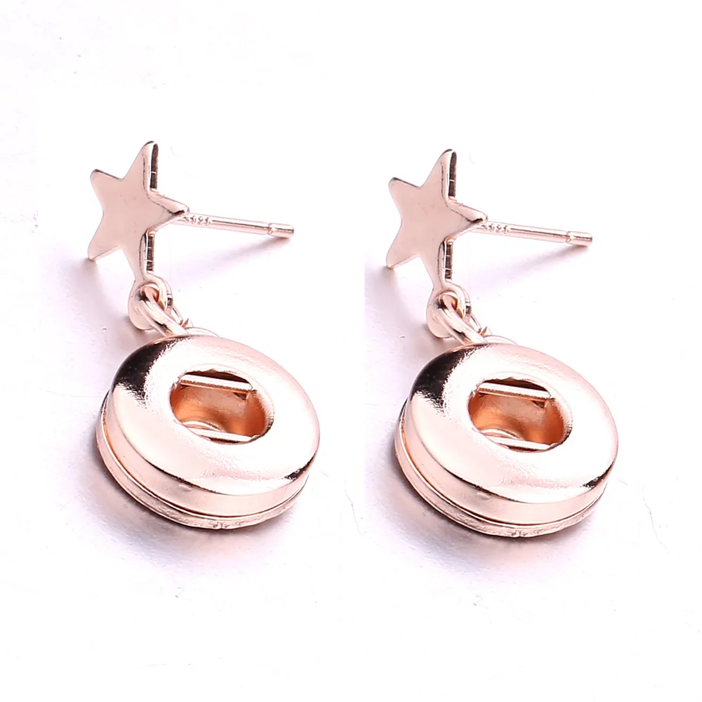12pairs Metal Star 12mm Snap Button Earrings Eardrop Mini DIY Snaps Buttons Earring Women Jewelry