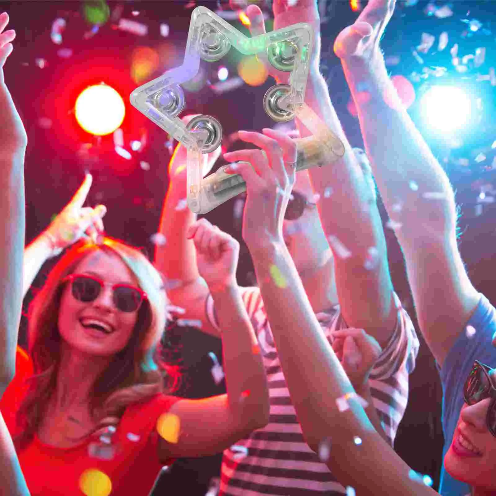 Plastic Pentagram Flashing Tambourine Light Up Toys Musical Instruments Kids Parties Led Handbell Sporting Events Five Pointed