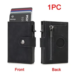 Luxury RFID Card Wallet with Zipper Hasp and Money Holder (Black)