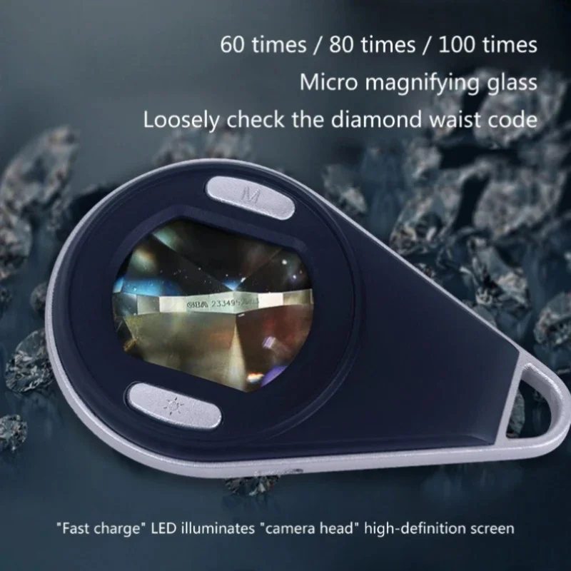 60X 80X 100X 충전식 디지털 LED 확대경 포켓 현미경 휴대용 미니 현미경 LED 조명 포함