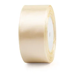 Elegant Red Satin Ribbon for Gift Packaging and Crafting (Beige)