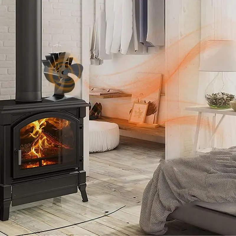 4 Blades Heat Powered Fireplace Stove Fan Wood - Fireplace Fan Log Burner  Wood - Aliexpress
