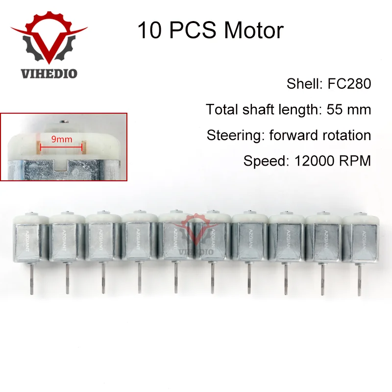 

10 PCS OEM Motor FC280 DC 12000 RPM 55mm DIY Engine For Car Replacement Power Accesseries Forward Rotation Toy High Quality