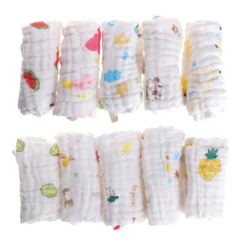 

5x Baby Burp Cloths 2 Layer Gauze Washcloths Handkerchief Scarf Saliva Wipes
