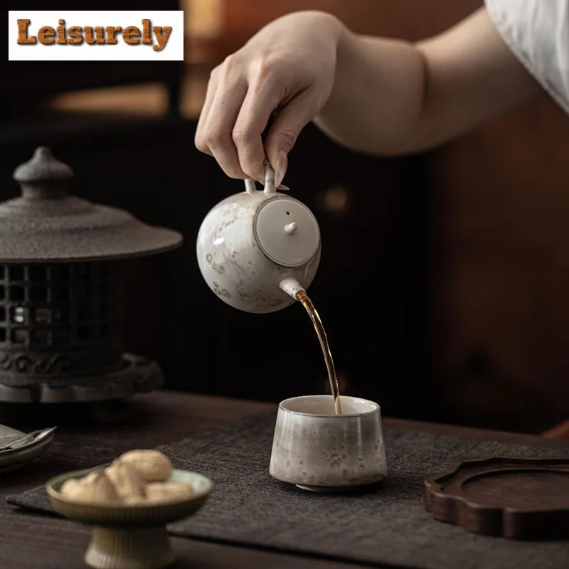 170ml Ink Painting Teapot Handmade Tea Infuser Pot Household Tea Soaking Kettle With Ball Hole Teaset Supplies Collection Craft