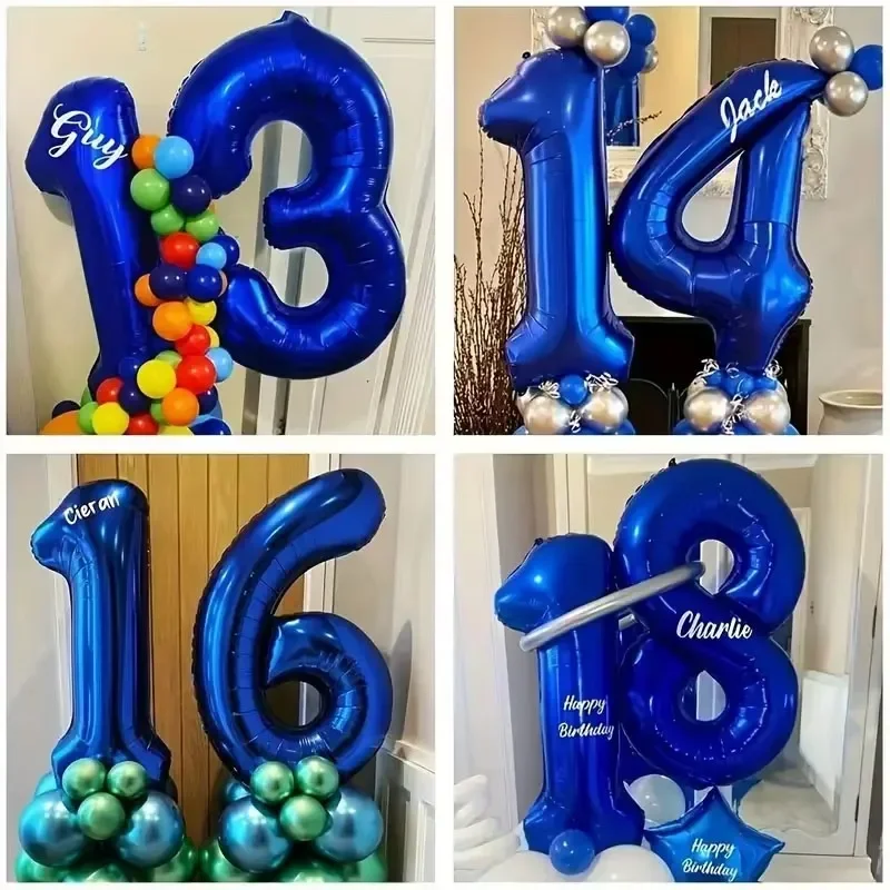 40Inch Blue Number Foil Balloon 0-9 Number Globos Children Birthday Party Decoration Baby Shower Toy Kids Graduation Gifts