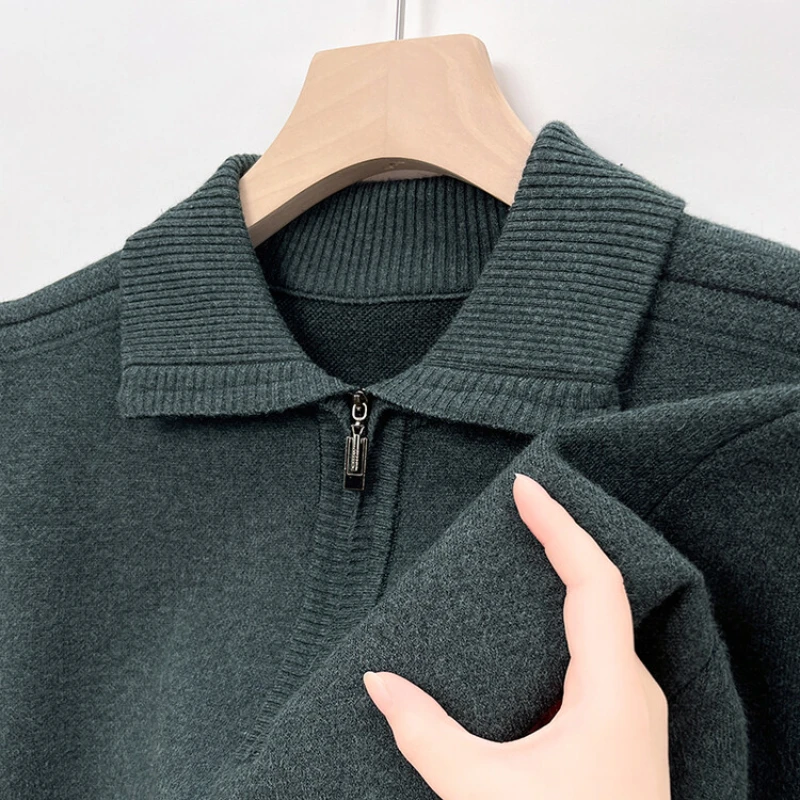 Maglione Uomo Con Mezza Zip E Finto Collo Alto – Maniche Lunghe, Morbido, Lavorato A Maglia – Autunno/Inverno, Colori Classici - 3