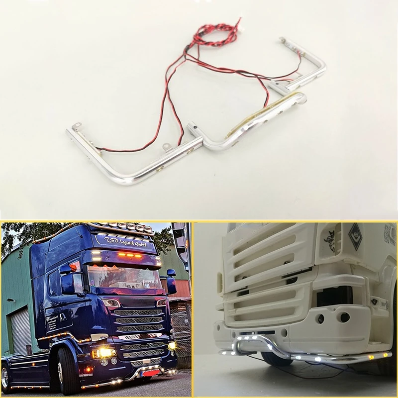 

Metal LED Front Bumper Light Upgrade Decorate for 1/14 Tamiya RC Truck Trailer Tipper Scania R470 R620 R730 56323 Car Diy Parts