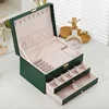 Boîte de rangement portable pour bijoux, organiseur de voyage, étui à bijoux en cuir, rangement pour boucles d'oreilles, colliers, bagues, présentoir à bijoux