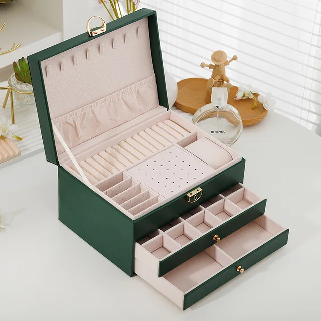 Boîte de rangement portable pour bijoux, organiseur de voyage, étui à bijoux en cuir, rangement pour boucles d'oreilles, colliers, bagues, présentoir à bijoux