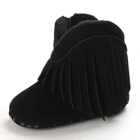 Classic 0-18M Baby Autumn Winter Boots Baby Girl Boys Black Warm Shoes Solid Fashion Toddler Fuzzy Balls First Walkers Kid Shoes 5