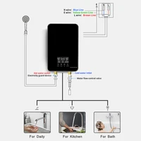 Chauffe-eau instantané pour douche, robinets de salle de bain, robinet de cuisine, chauffe-eau électrique 220V 8000W, affichage numérique, température réglable 5
