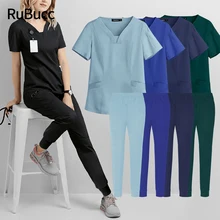 

Elasticity Pet Clinic Nurse Workwear High Quality Solid Color Nursing Scrubs Women Uniforms Hospital Doctor Work Clothing Suits