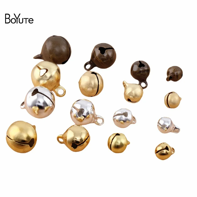 BoYuTe (200 Pieces/Lot) 6-8-10-12MM Metal Brass Bell Beads Tinker Bell Christmas Jingle Bell Diy Jewelry Accessories