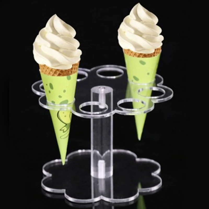 Ice Cream Cone Holder 8 Holes Acrylic Stand 1pcs