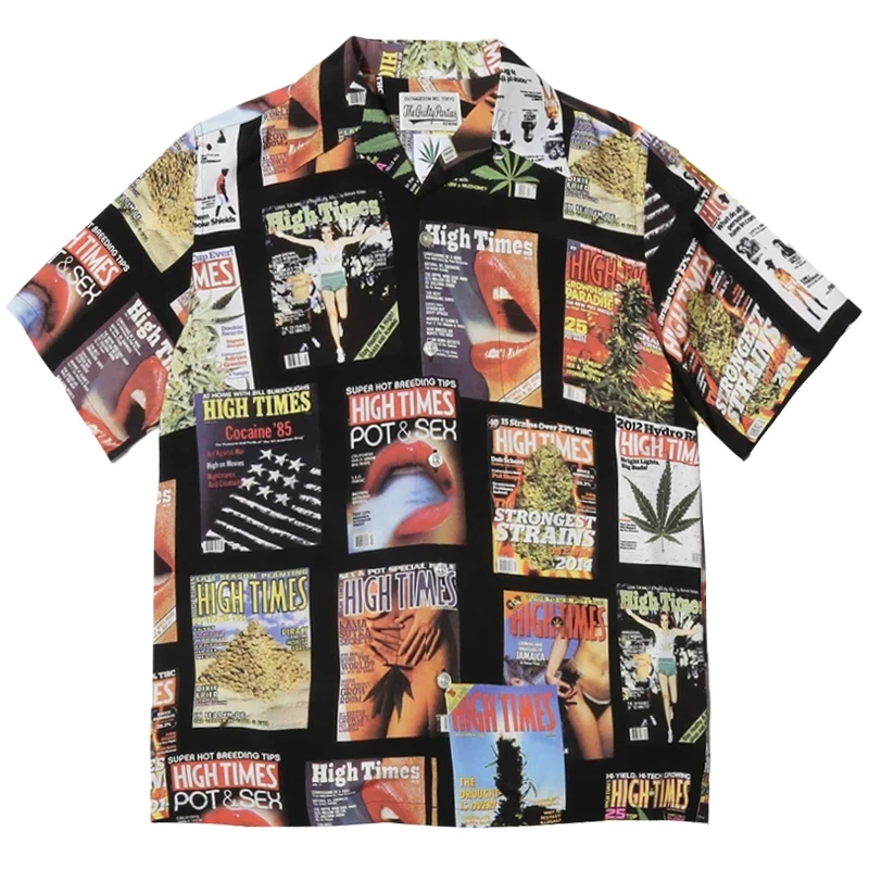 Retro Rayon Print Poster Pattern Hawaii Short Sleeve Shirt Summer Mens Womens Fashion WACKO MARIA Shirt 2