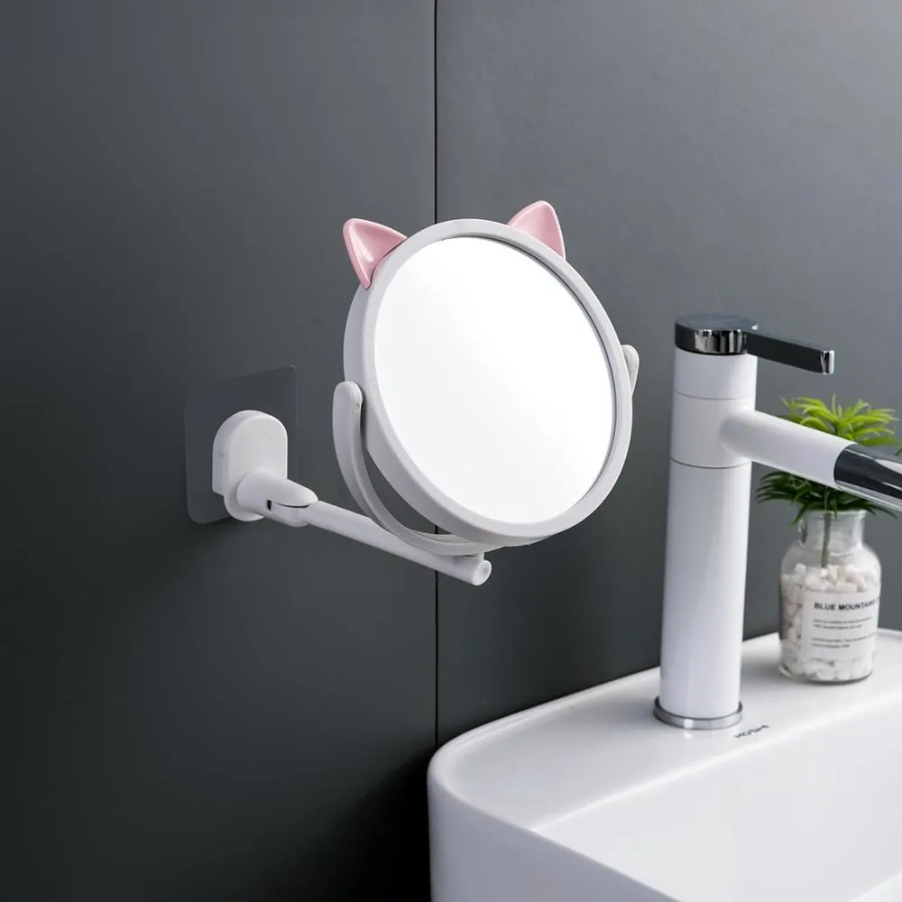 Фото 1pc Puch Free Wall-mounted Foldable Small Mirror Bathroom Vanity Mirror Bathroom Toilet Self-adhesive Mirrors №3