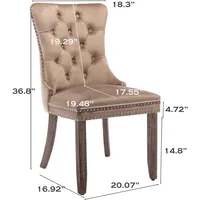 Dining Chair Set of 6 with Button Back Ring, Solid Wood Leg, Modern Upholstered High-end Tufted Side Chairs, Velvet Dining Chair 2