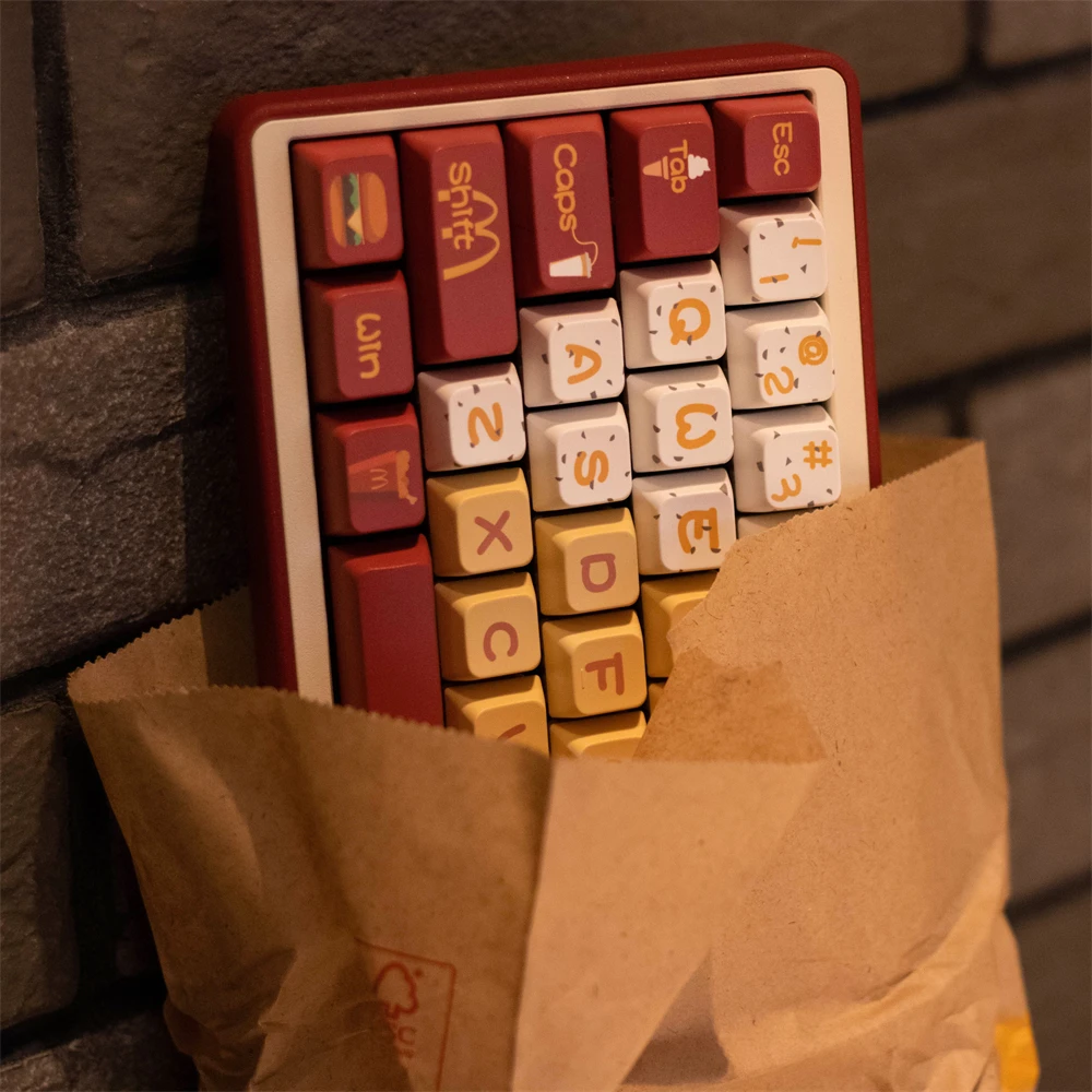 Echome Mcdonalds Tema Keycap Grupo Pbt Custom Cute Red Keyboard Cap Cherry Profile Key Cap Acessórios de Teclado Mecânico - Imagem 4