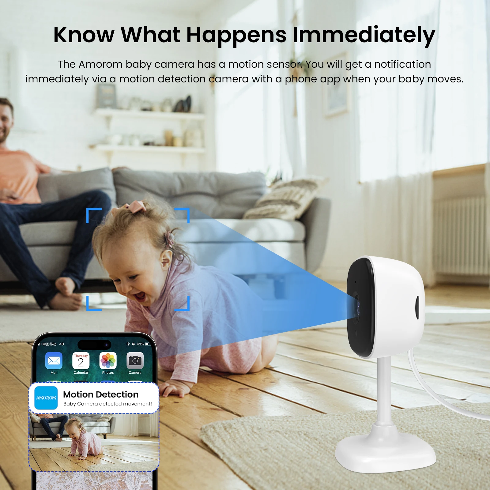 Amorom 1080P HD Wifi Ip Camera Night Home Surveillance Camera P2P Voice Video Monitor Ai Detect Tuya Ip Camera For Ios Android 2