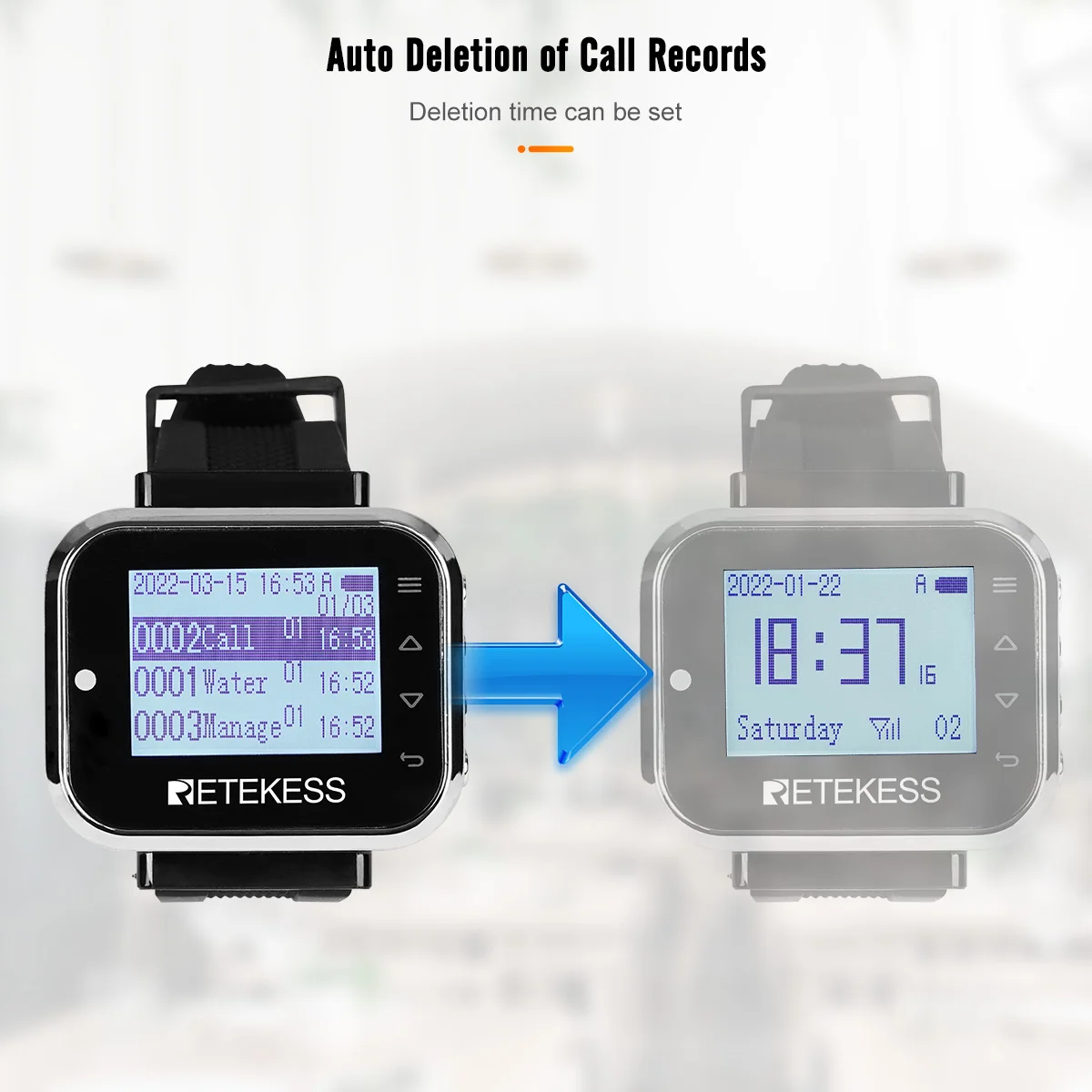 Retekess TD110 Hookah Wireless Waiter Watch Receiver Restaurant Pager 7 Languages 433MHz For Bar Cafe Hotel Customer Service