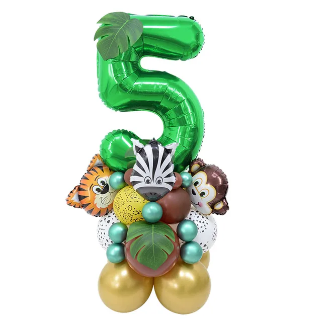 35pcs 1-9 Jungle Safari Nombre d'animaux Ensemble de ballons