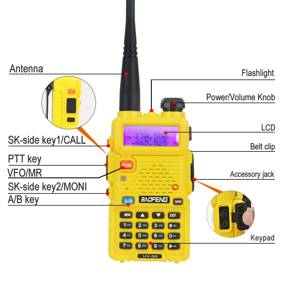 Baofeng UV-5R 5W Dual Band Ham Radio – 136-174 & 400-520MHz FM Transceiver With Flashlight