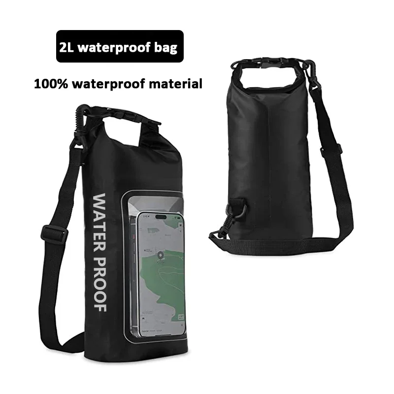 2L/5L Dry Bag Touch Screen Swimming Waterproof PVC Bag Rafting Floating Shoulder Outdoor Sports Bags Surfboard Kayak Storage