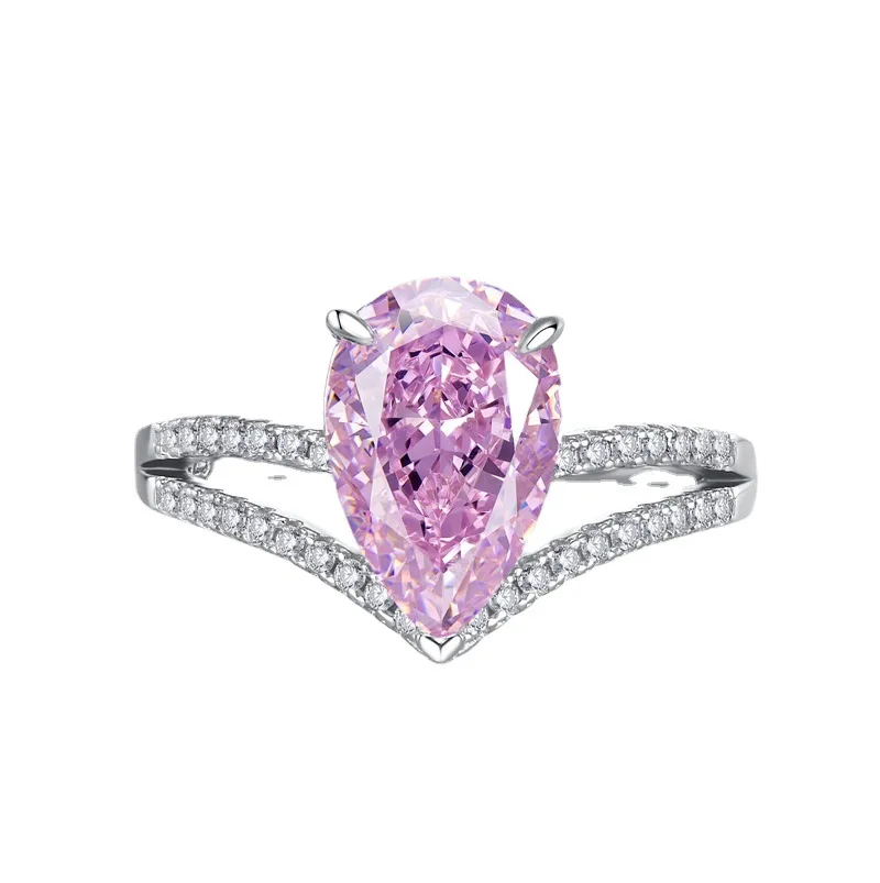 

2023 New European and American 925 Silver High Carbon Diamond Ring 8 * 12 Ice Flower Cut Engagement Big Female