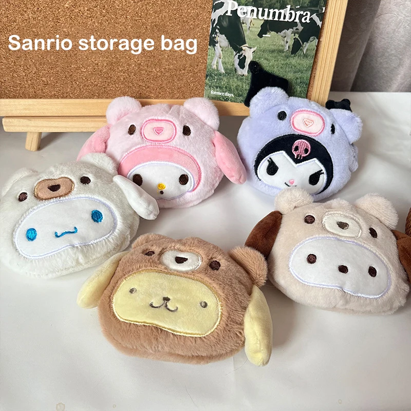 

Kawaii Sanrio плюшевый брелок кошелек Cinnamoroll Кошелек для монет брелок Kuromi мягкая сумка для хранения наушников Мини Кошелек Игрушки для девочек