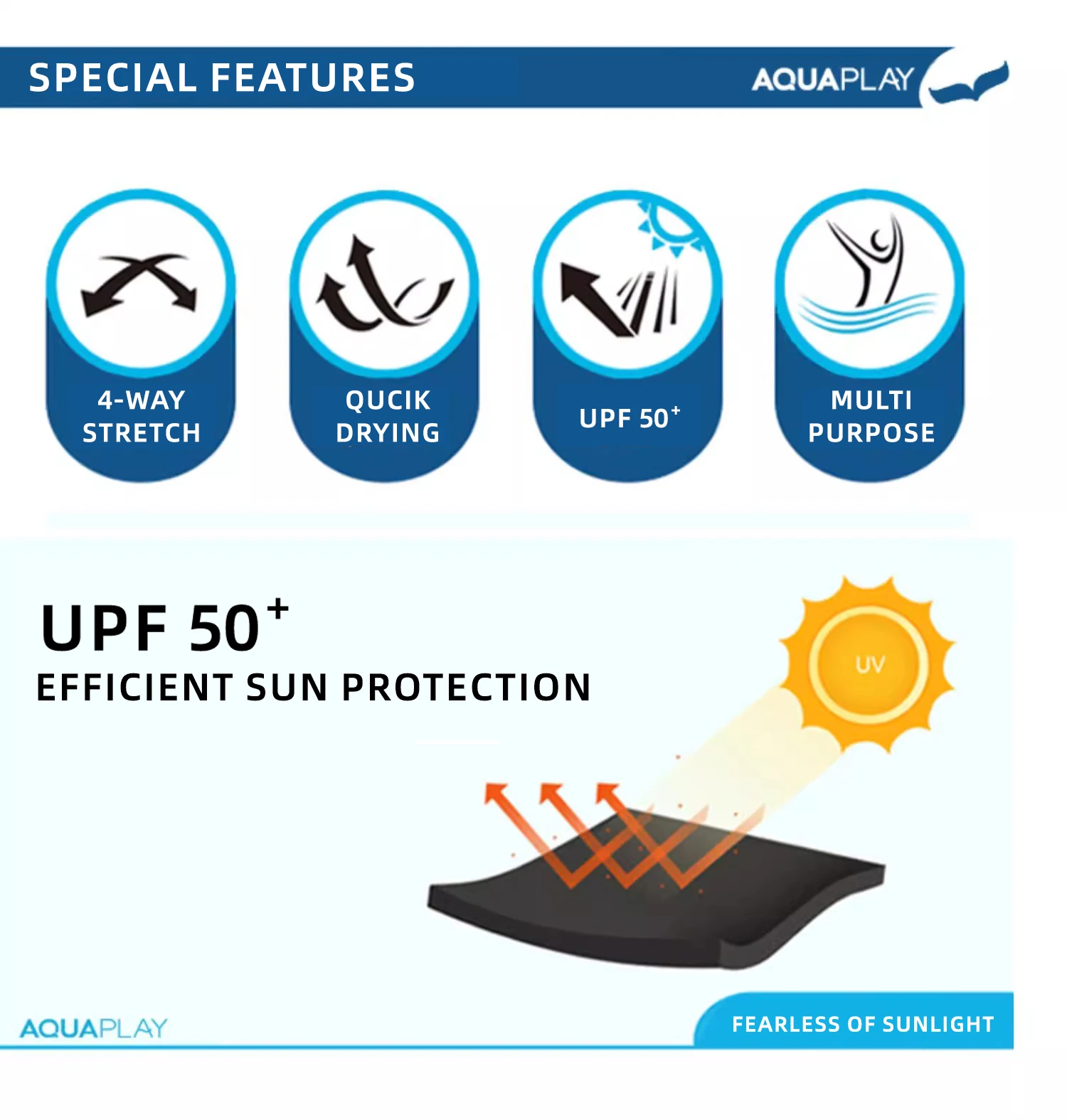 AquaPlay Men&lsquo;s Rash Guard Surfing Diving Suits Swimwear Long Sleeve Suit Swimming Surf Clothing Beach Outdoor Sport Fitness