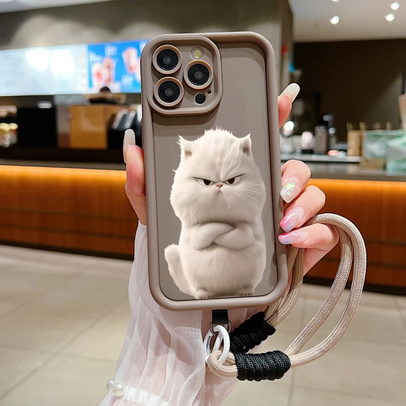 Charming Black Cat Soft Lanyard Rope Phone Case Cover