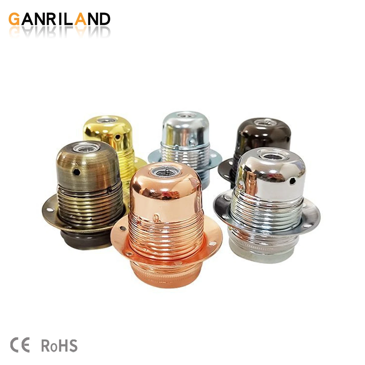 GANRILAND DIY Lamp Base Holder E26 E27 Light Sockets Industrial Retro Metal Lighting Fittings For Pendant Lamp Shade With Ring