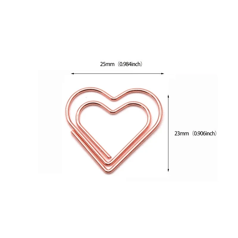 20Pcs/pack Hearts Metal Clips Mini Papers Binder Clip Bookmark Book Binding Notebook Decor Stationery School Binding Supplies