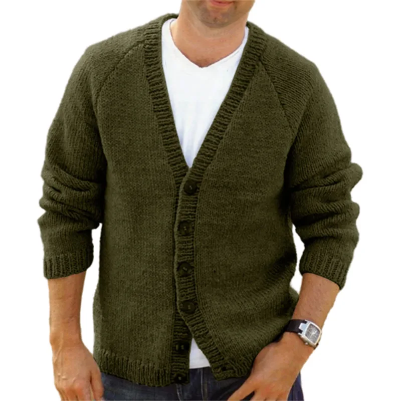 Winter Casual Long Sleeve V-Neck Jumper Jackets Men Clothing New Autumn Buttoned Knitted Coats 2023 Fashion Solid Men\'s Knitwear