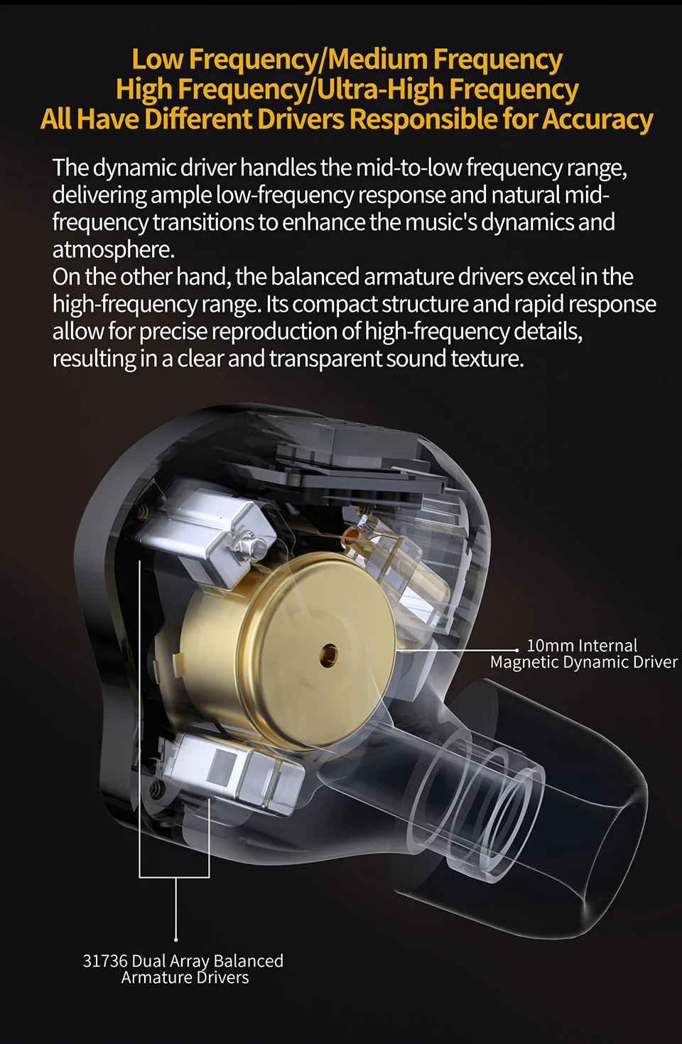 KZ ZS10 Pro 2 Metall-Kopfhörer HIFI In-Ear Bass-Ohrhörer 4-Stufen-Tuning-Schalter Kopfhörer ZAS ZAX ZSX ZSNPRO AS16PRO – Detail 3