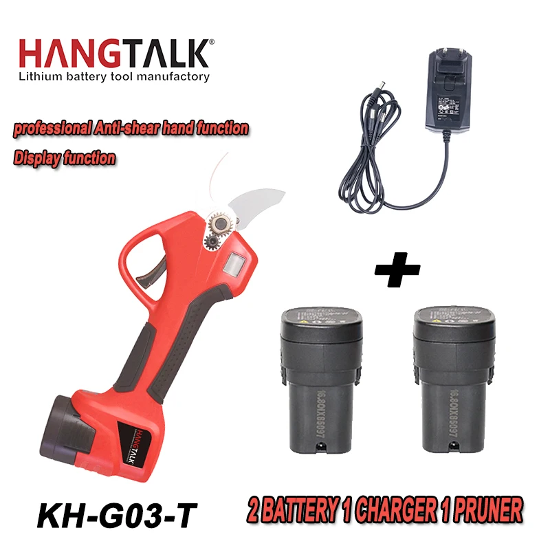 HANGTALK 16.8V KH-G03-T professional Anti-shear hand function electric li-battery Display function cordless pruning shear new angle shear 45 degree to 120 degree miter cutter hand shear multifunctional pvc pe plastic pipe scissors