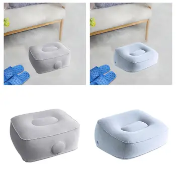 Press-to-Inflate Footrest Cushion - Portable Inflatable Seat for Concerts, Camping, Fishing - Light Beige Fabric with