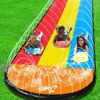 PVC children's three-person waterslide parent-child outdoor lawn spray surfboard toy 1