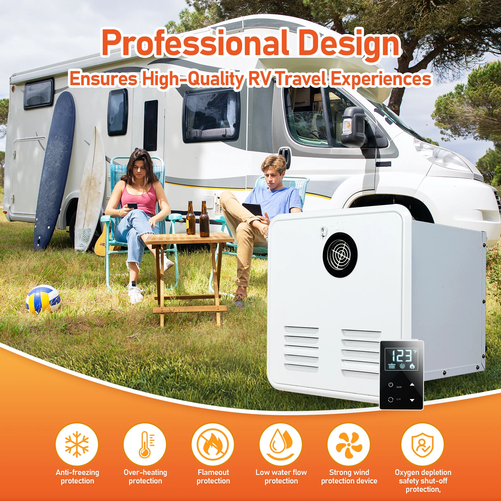 Chauffe-eau Instantané Propane 42000 BTU Pour Camping-car - 12V DC - Neuf