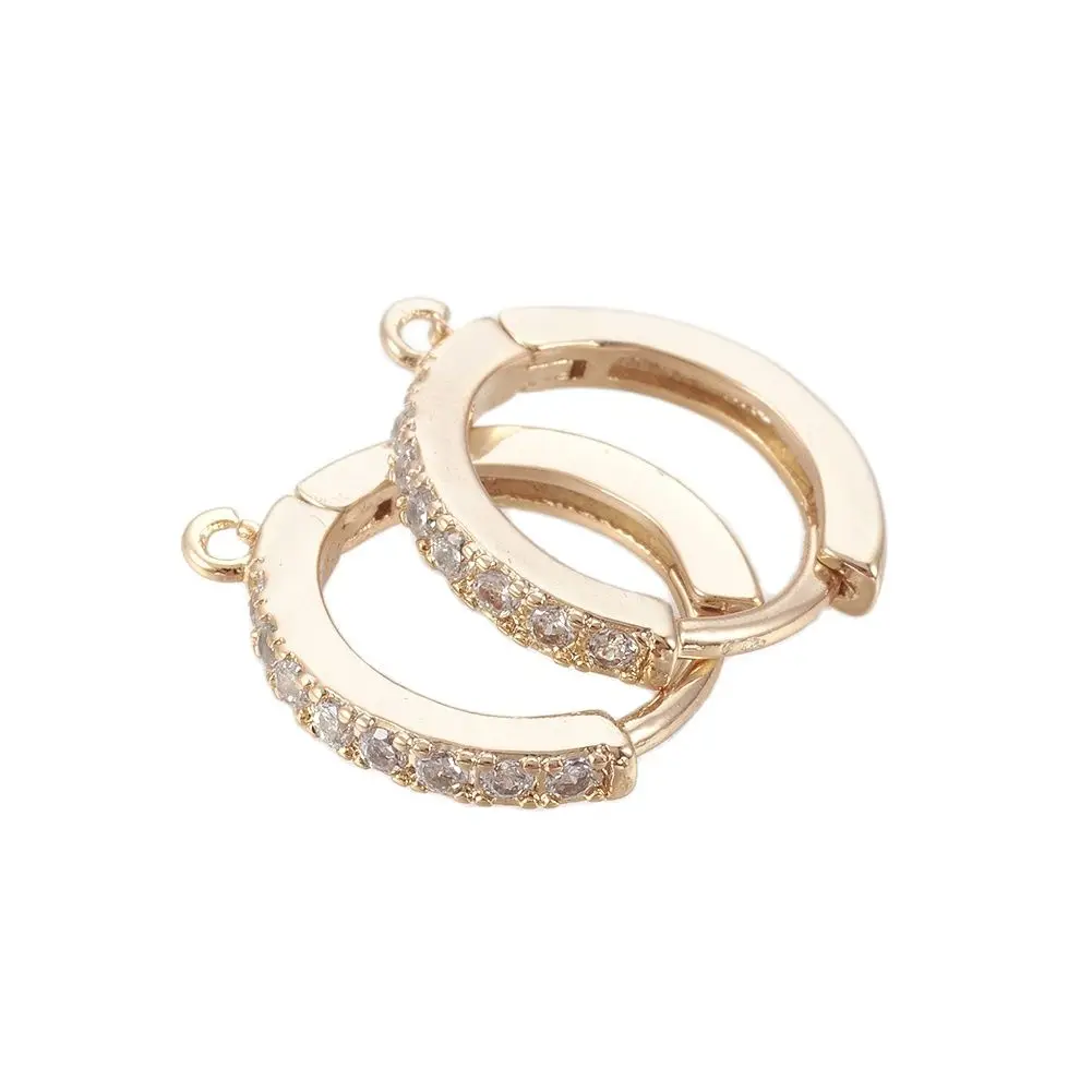 10pair Brass Micro Pave Cubic Zirconia Huggie Hoop Earring Findings Clear Mixed Color 16x14x2mm For Woman Earring Jewelry Making