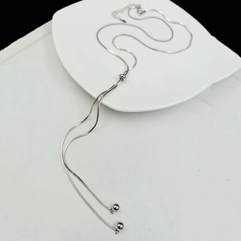Collana a catena con serpente color argento moda per donna Minimalista in metallo lungo nappa regolabile con catena per maglione 2025 Nuovo  36
