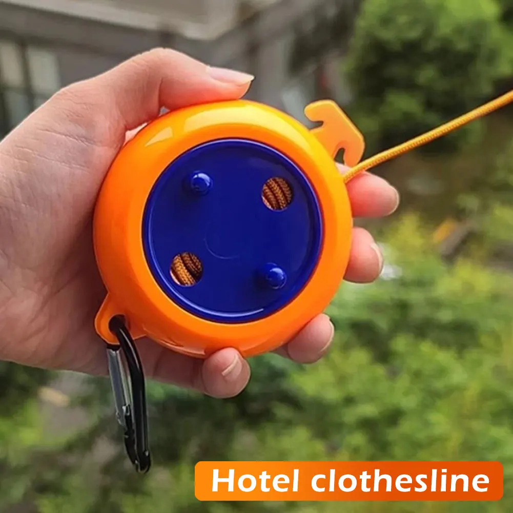 1pc Portable Travel Clothesline Retractable No-Drill Hanging Rope with Hooks for Outdoor Camping Hotel Dormitory