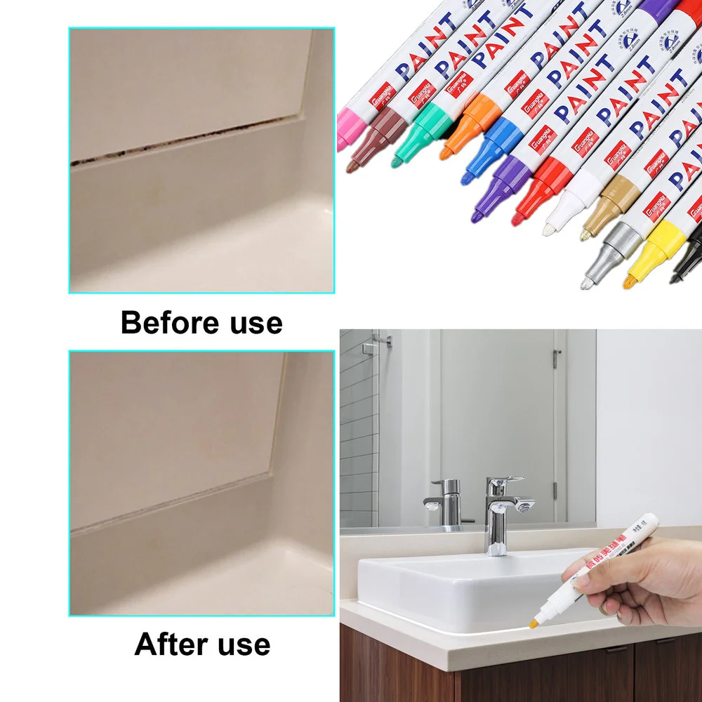 Grout Tile Marker Repair Pen Fast drying Touch Up Paint Pen for Car Styling Scratch Fix Care Waterproof Art Graffiti white