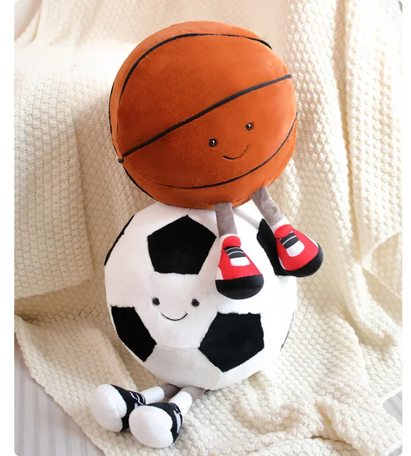 Homoyoyo Jouet De Basket-Ball en Peluche Football en Peluche Petit Coussin  Ballon De Basket Bébé en Peluche Jouets en Peluche Balle De Sport Cerceaux