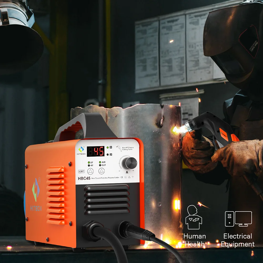 HITBOX HBC45 Air Plasma Cutter Non Touch Pilot ARC Non-HF Plasma Cutting Torch 45 220V Inverter IGBT 2T 4T Welding Machine