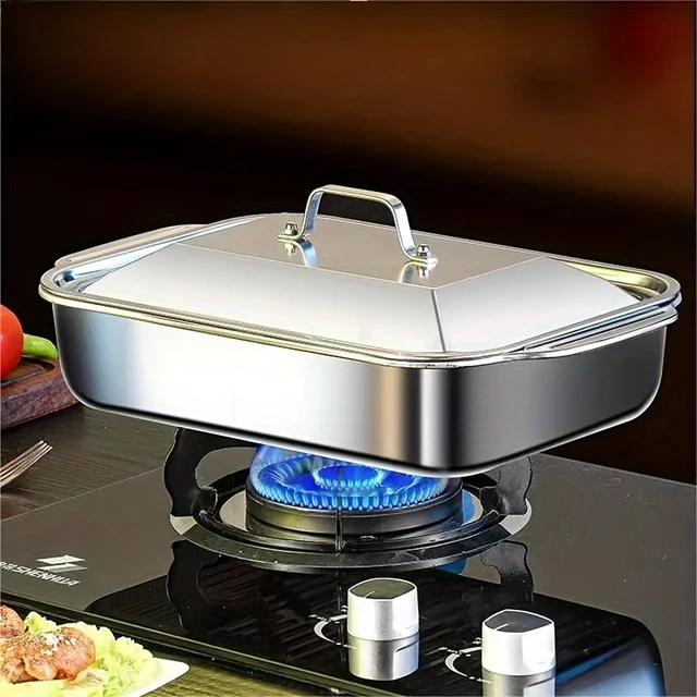 Deep Baking Sheet Stainless Steel Roasting Pan Non-Stick Grilling Trays Oven Accessories Baking Tools Kitchen Accessories 3