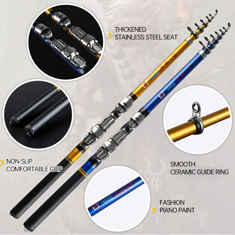 1.5-3m Hard Carbon Material Spinning Retractable Mini Portable Telescopic  Fishing Rod Rock Fishing Rod Soft Tail Pen Pole Tackle