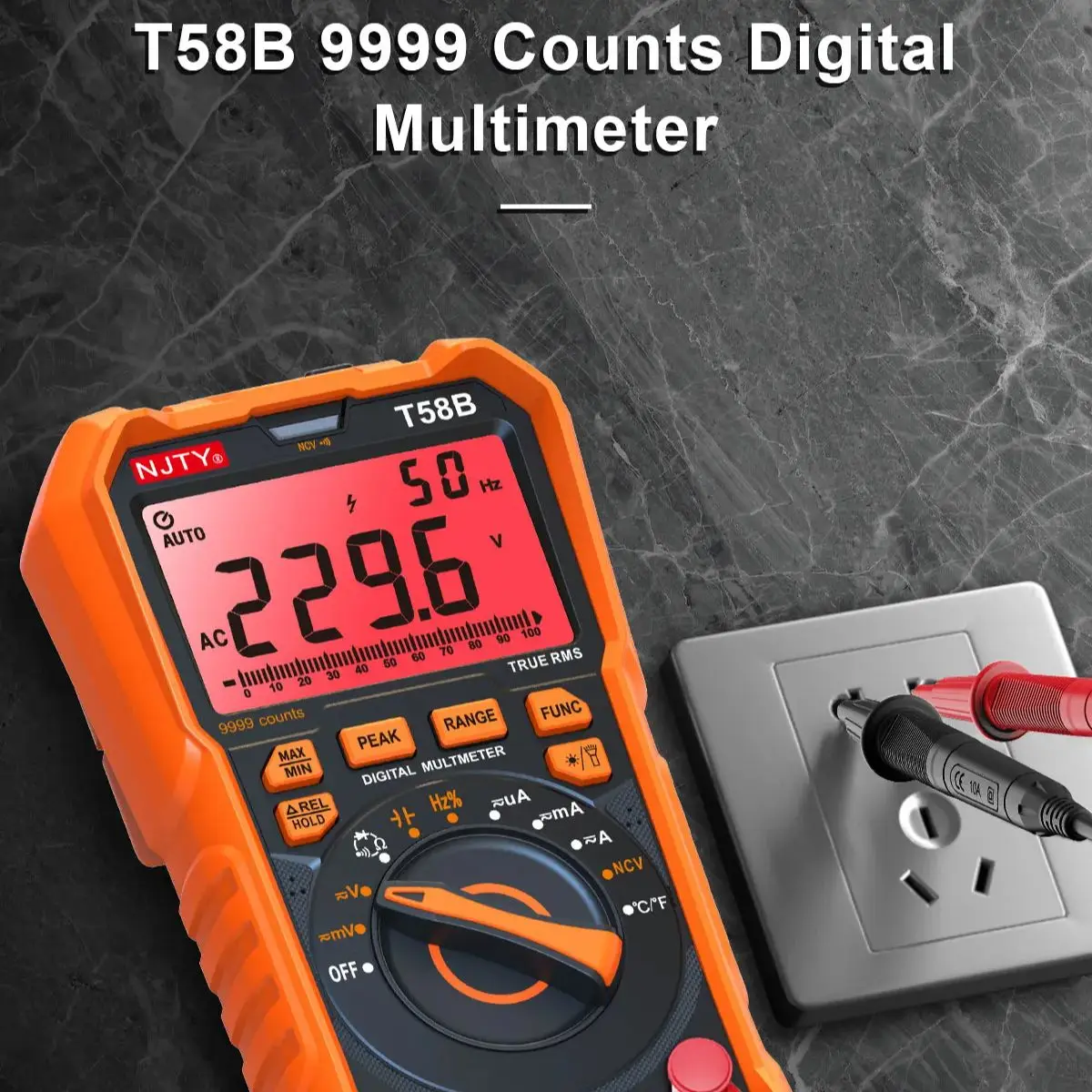 Digital Multimeter Inductance Handheld Voltmeter AC/DC Voltage Current Tester Diode Resistance Ohm Tool NJTY T58B/C 9999 Counts